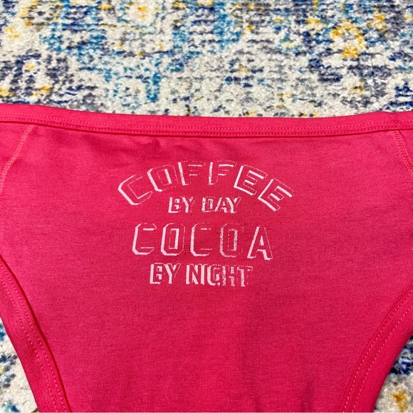 NWT Aerie “Coffee By Day Cocoa By Night” Hot Pink Thong Tanga Cotton Panty XXL - Picture 2 of 8